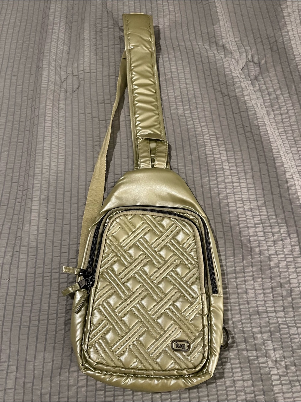 Lug Scurry Metallic Gold Quilted Sling Crossbody Bag